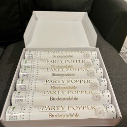 6 White & Gold 12” Biodegradable Confetti Poppers