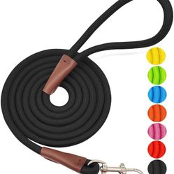 MayPaw 6FT Durable Dog Leash with Heavy Duty Silver Clasp (Black)