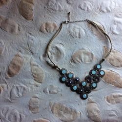 Light Blue necklace/ suede  chain/ choker styled