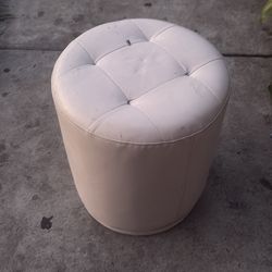 White rolling round small vanity desk chair