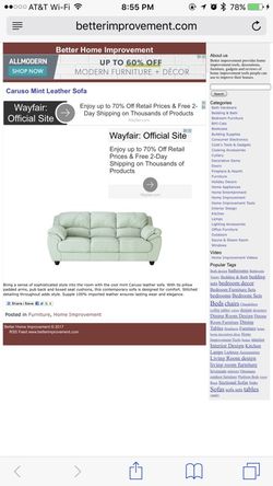 Sofa mint leather from rooms to go