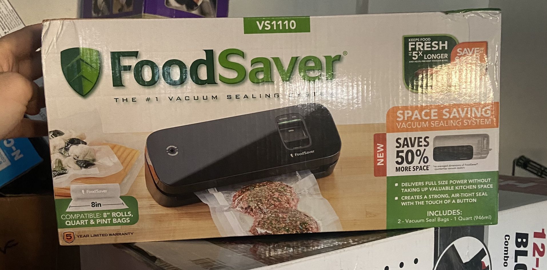 Brand New Foodsaver Space VS1110 Saving Compact Machine Vacuum Sealer, Black