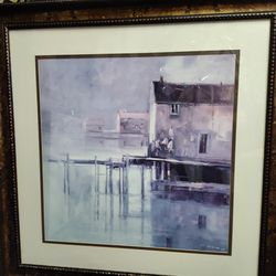 Dock and sea painting