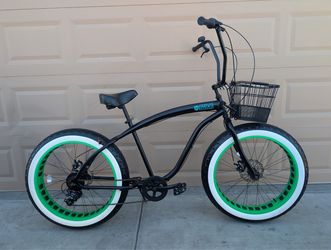 26"x4.0. FAT TIRES SIKK MENS BEACH CRUISER BIKE. (L). 1X7 SPEEDS. EXCELLLENT CONDITION WITH FRESHLY TUNE UP 👌🏼