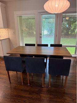 West Elm dinner table with chairs