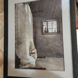 Andrew Wyatt Bedroom With Dog 1965 Art Print And Frame It's A Vintage 33 In Wide 26 In Long It's In Excellent Condition