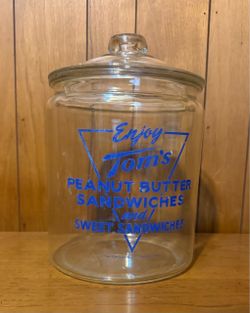 Vintage Tom's Peanut Butter Sandwiches Glass Jar