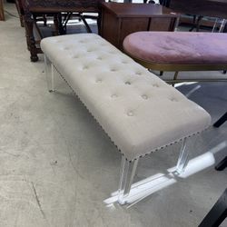 Iconic Home Odette button-tufted bench with acrylic legs