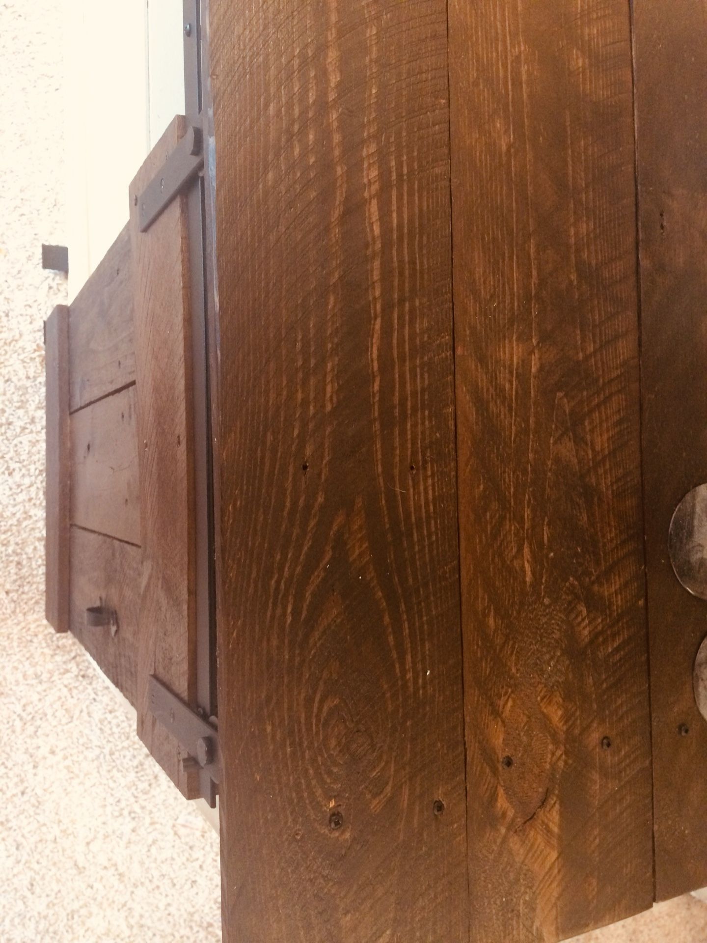 Rustic barn wood w/sliding barn wood door entertainment center/vanity/dresser/extra storage