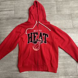 Men's Miami Heat Mitchell & Ness NBA Hardwood Classics Red Full Zip Hoodie Jacket Size L Large New w/o Tags