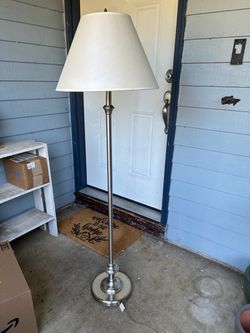 Brushed Nickel Floor Lamp with White Shade