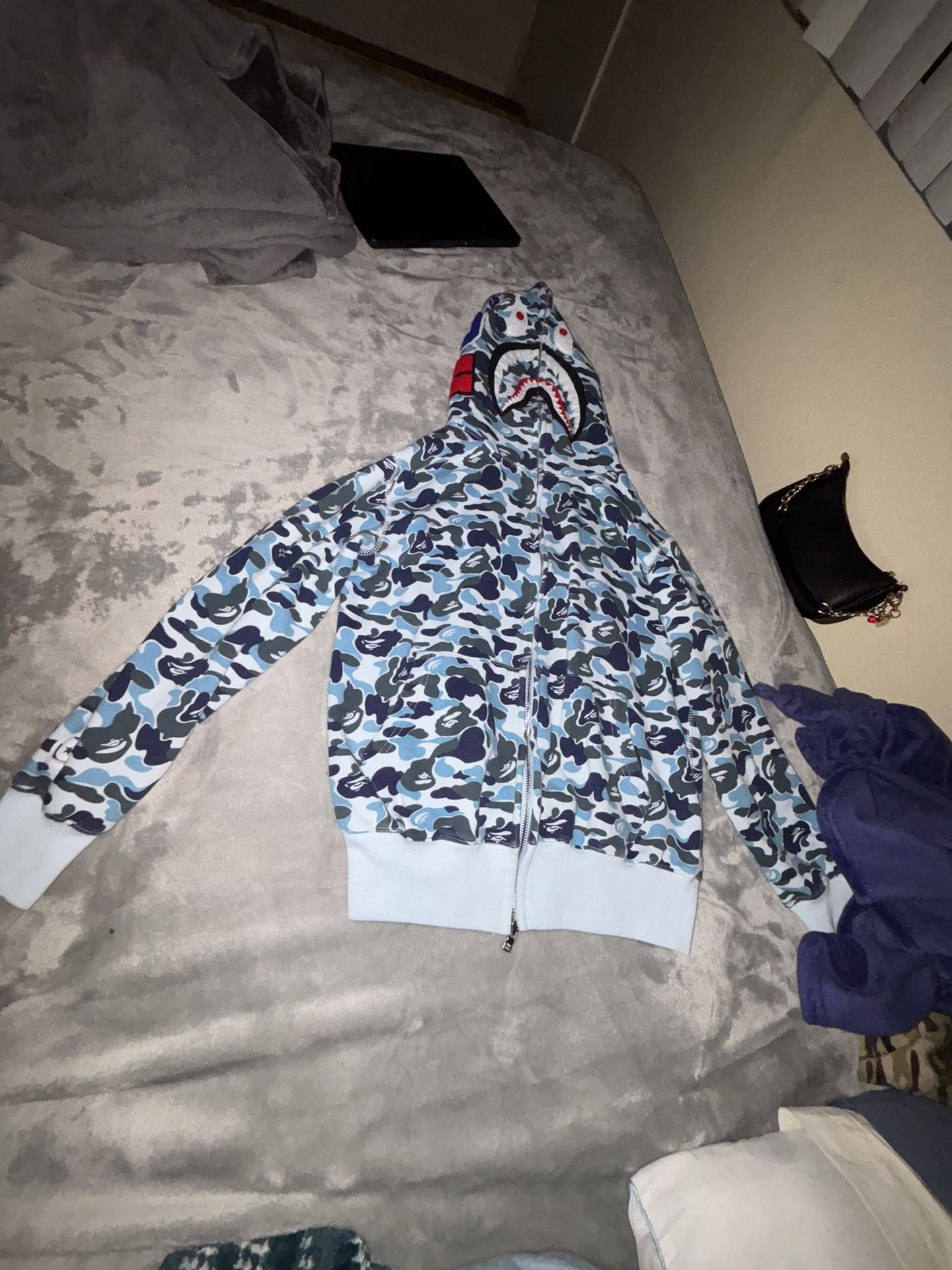Bape Full Zip Up  Hoodie Blue 