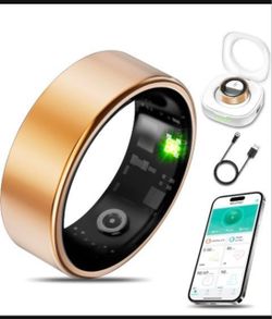 Gold 8 Smart Health Ring for Women Men Fitness Tracker with Heart Rate, Blood Oxygen, Blood Pressure, Sleep Monitoring, Step Counting, IP68 Waterproof