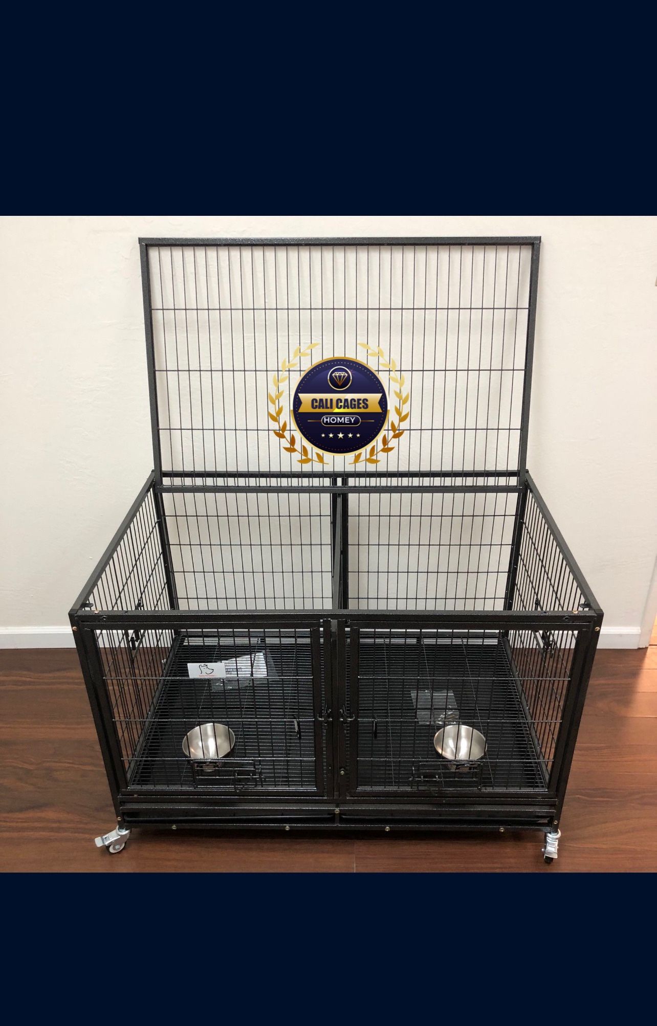 Dog Pet Cage Kennel Size 43” With Divider And Feeding Bowls New In Box 📦