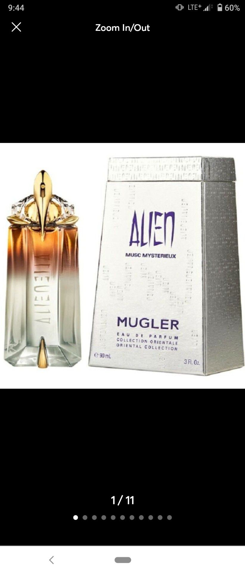 Thierry Mugler Alien Musc Mysterieux 90ml EMPTY BOTTLE,BOX AND COVER, NO PERFUME