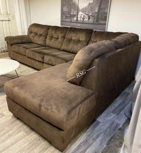 Pet Friendly Microfiber Fabric Brown Sectional Couch With Chaise Set 📐 Color Options Sleeper Sectional Options 