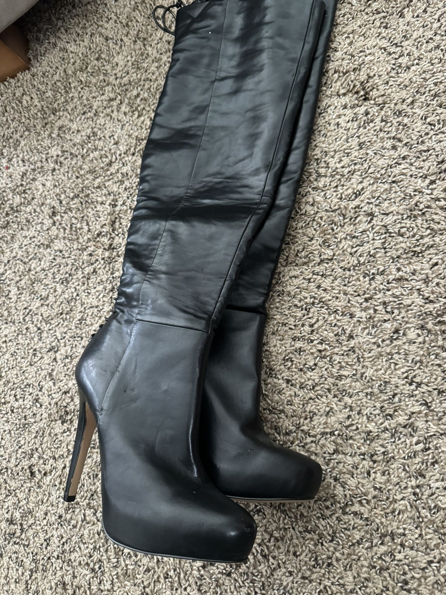 Also Black Thigh High Boots