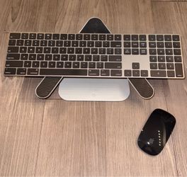 Apple Magic Keyboard, Magic Mouse 2, and Twelve South Parabola Stand ($140 total for set)