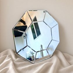 Gorgeous Large Octagonal Faceted Flat Vintage Wall Mirror