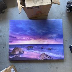 40” X 30” Canvas Wall Art (Beach/Sunset)