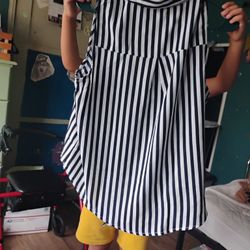 Black Blouse With White Stripe Size Large 