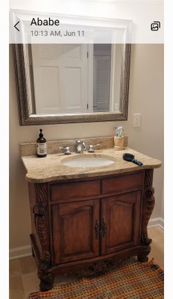 36" Bathroom Vanity Top With Mirror 