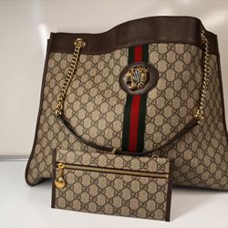 Brown Original GG Supreme Canvas Web Rajah Tote Large