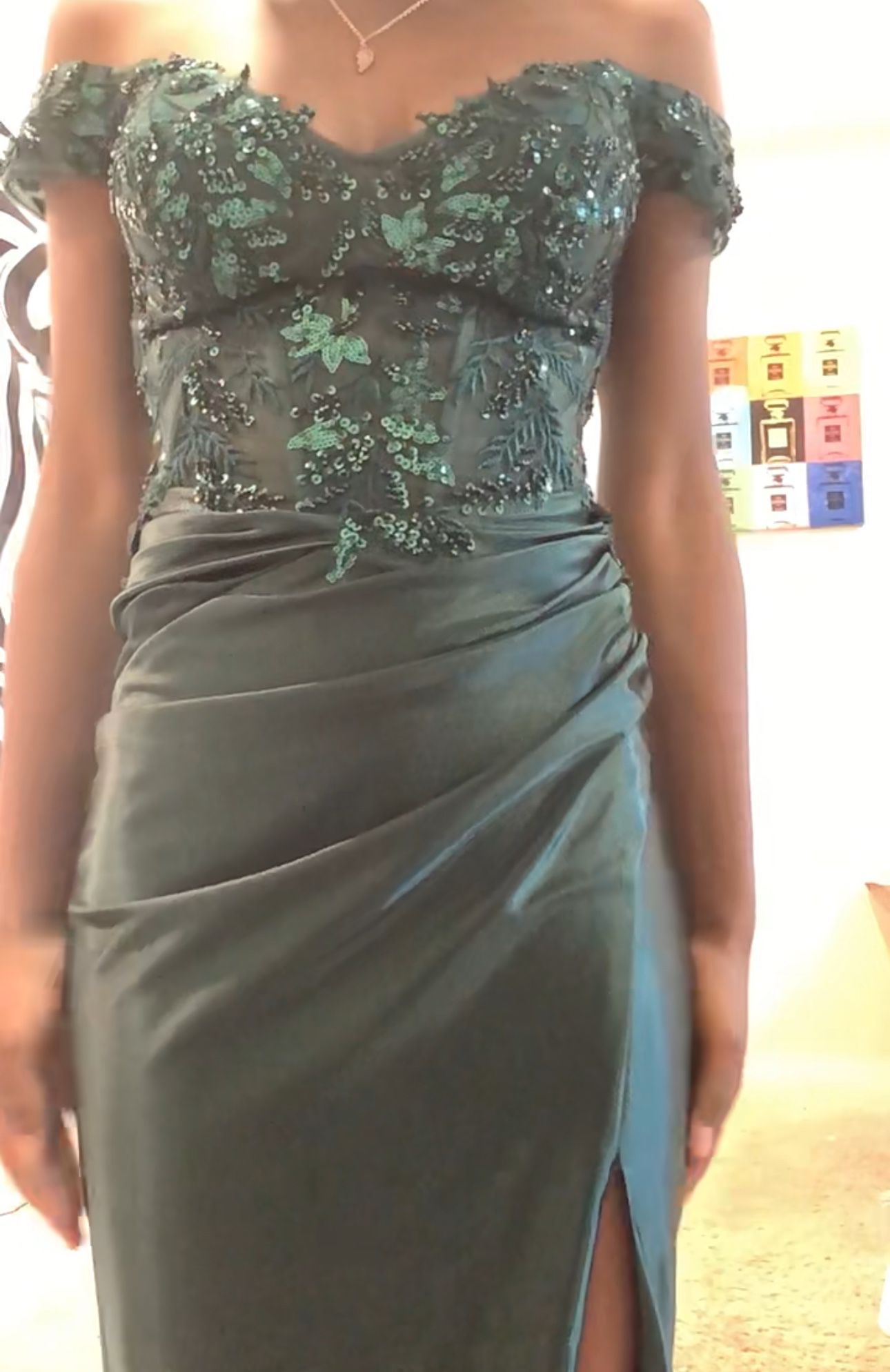 Emerald green prom dress