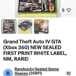 Grand Theft Auto IV GTA (Xbox 360) NEW SEALED FIRST PRINT WHITE LABEL, NM, RARE!