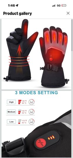 Heated Gloves for Men Women, Rechargeable 7.4V Battery Winter Electric Warming Ski Gloves with 3 Heat Modes Windproof Reflective for Skiing, Snowboard