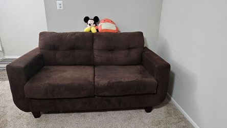 Brown Microfiber Two-Seat Loveseat Sofa