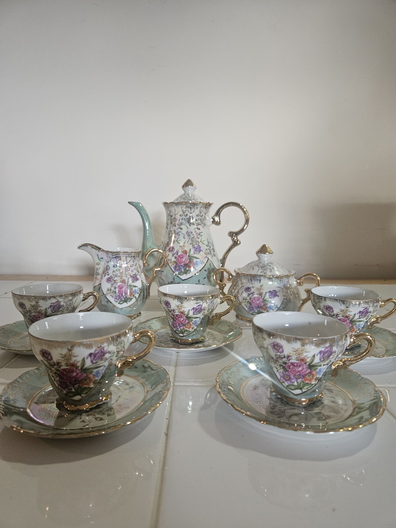 Tea Set Sterling China Japan 13 Pieces