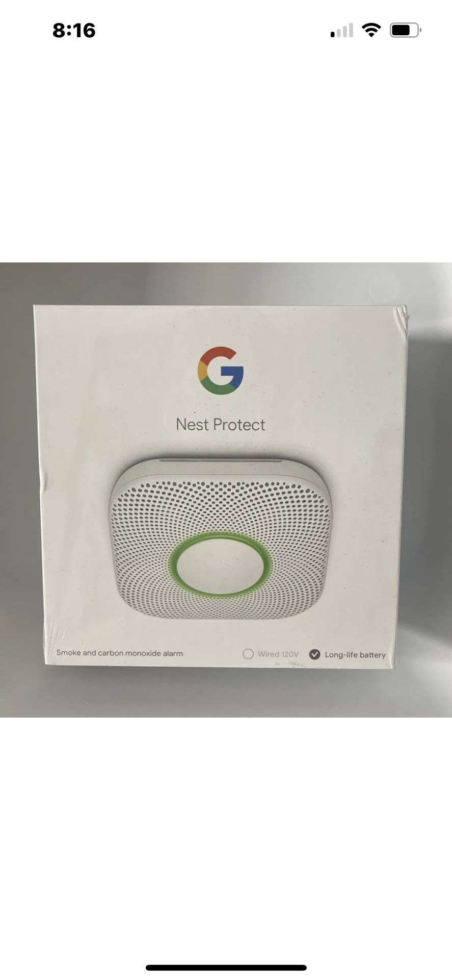 Google Nest Protect Smoke Carbon Monoxide Alarm /Battery -New Sealed