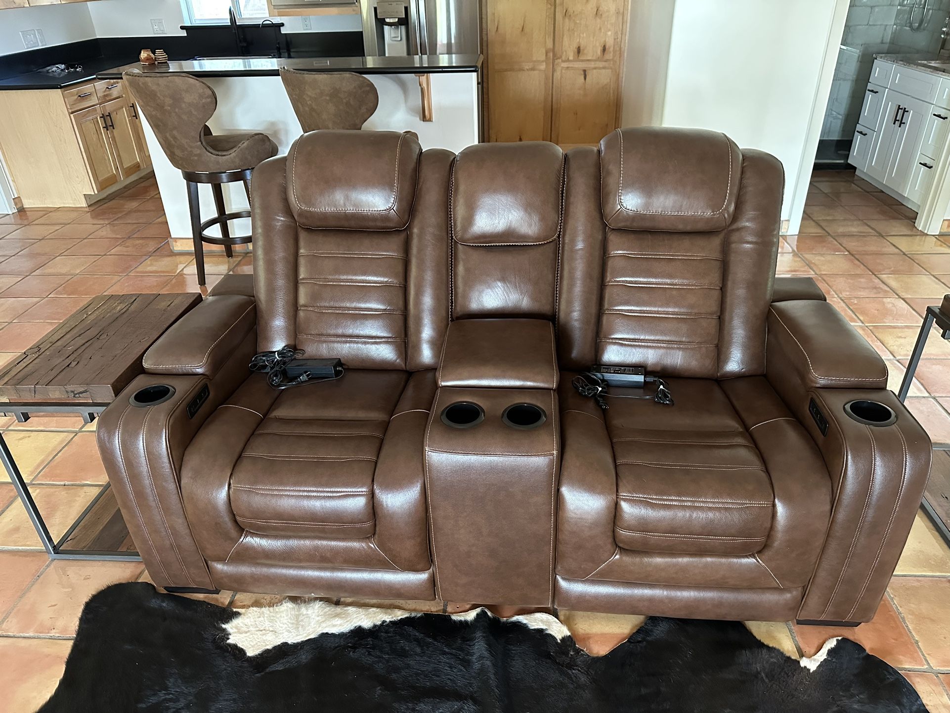 High Impact Tobacco Power Reclining Loveseat