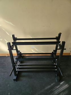 Dumbbell / Kettlebell Rack with Bar and Weight Plate Holders
