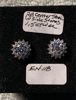 Moissanite and sterling silver earrings