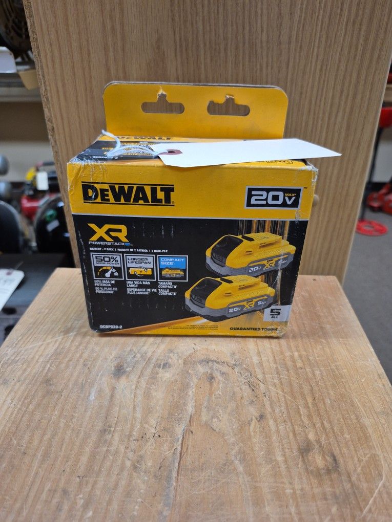 NEW Dewalt 20V Max XR Powerstack 5ah 2 Battery Pack DCBP520-2