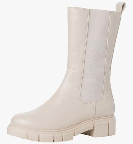Women's Cream Chelsea Boots