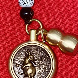 Pure Brass Rabbit Zodiac  Keychain Pendant, Rope, Keychain Hanging Jewelry