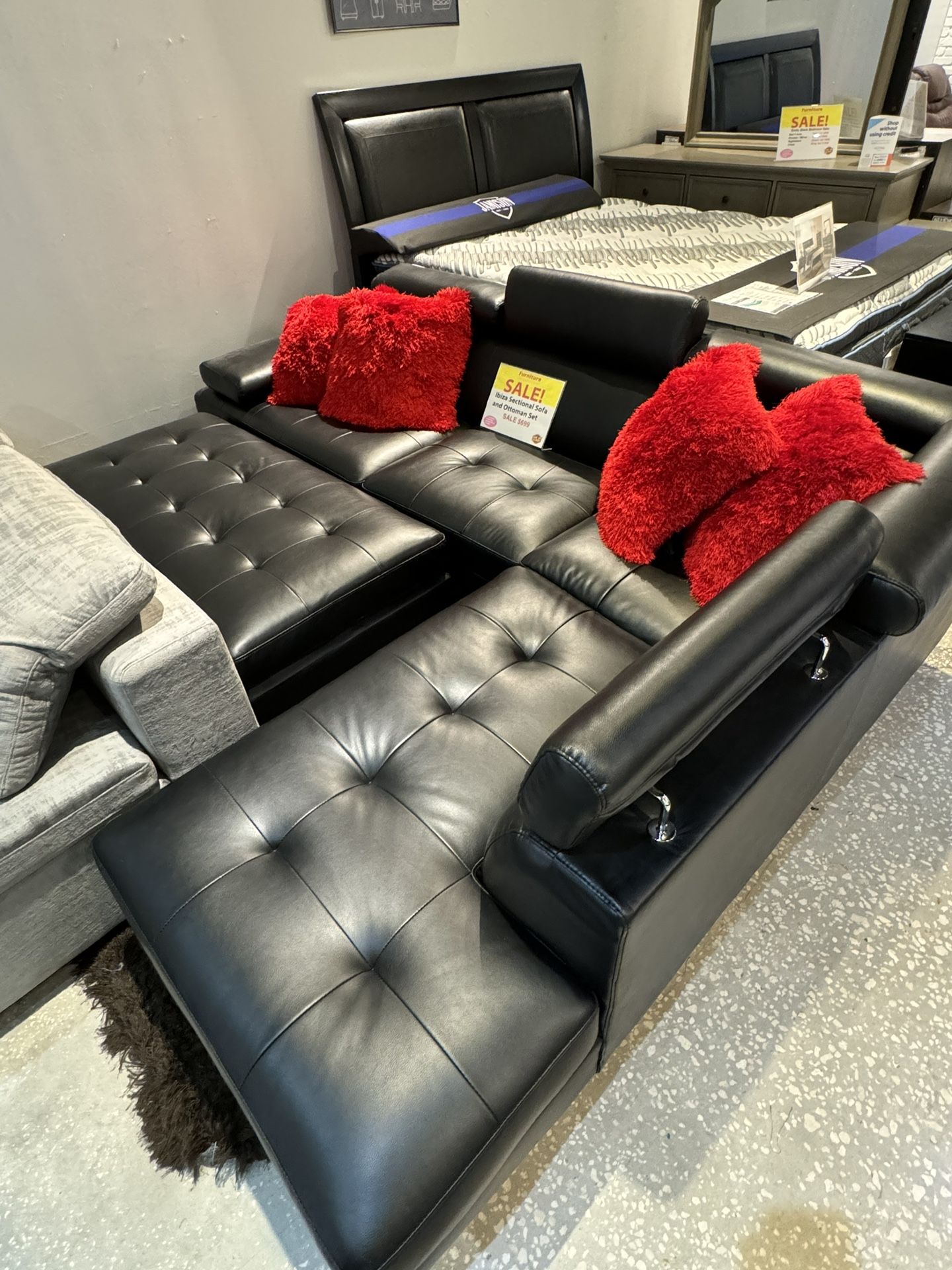 BEAUTIFUL BLACK IBIZA SECTIONAL SOFA!$699!*SAME DAY DELIVERY*NO CREDIT NEEDED*EASY FINANCING*HUGE SALE*