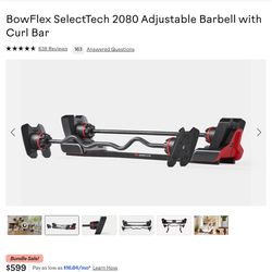 Bowflex 2080 adjustable curl bar and barbell