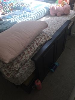 Queen size futon with storage +mattress