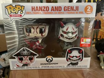 Overwatch Funko Pop Hanzo Genji 2-Pack E3 2019 Limited Edition Sticker SEALED