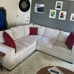 Light Gray Sectional, 3 Pieces , 6 Seat Cushions