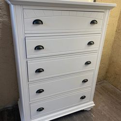 White Wood 5 Drawer Dresser - Local Delivery for a Fee - See My Items 