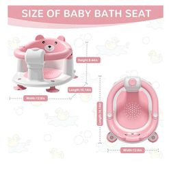 NEW-( Pink , Grey, Blue, green )Baby Bath Seat for Babies 6 Months & up, Non-Slip Toddler Bath Seats for Babies Sitting Up, Safe Infant & Newborn Bath