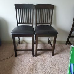 4 Dark Brown Chairs W/ Cushion Seats (Bar Height)
