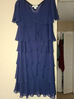 Size 14 navy dress with beads, EUC. TO area..IF LISTED, IT'S AVAILABLE