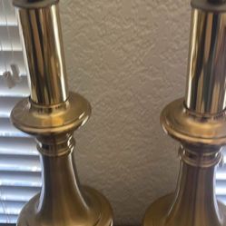 PAIR OF BRASS LAMPS 