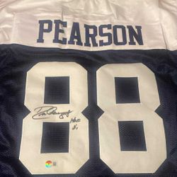 SIGNED Dallas Cowboys Drew Pearson Hall Of Fame Jersey 